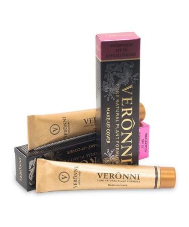 VERONNI Full Coverage Make-Up Cover Waterproof Hypoallergenic Tattoo Cover Up Concealer High Cover Foundation For Dark Eye Circle Acne Scar (208)
