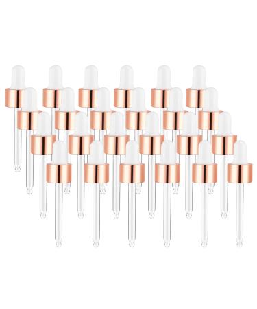 Glass Eye Droppers for 1Oz/30ml Essential Oil Bottles Rose Gold Lid Compatible with doTERRA Young Living Edens Garden Plant Guru Aura Cacia Etc-Set of 24