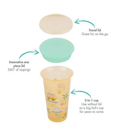 First Years Sip Around Spoutless Cup - 2 Cups in 1 | 360 Sipping | Converts to Big Kid's Open Cup | 2PK Orange/Green - Buy Online on SooperMarket.com