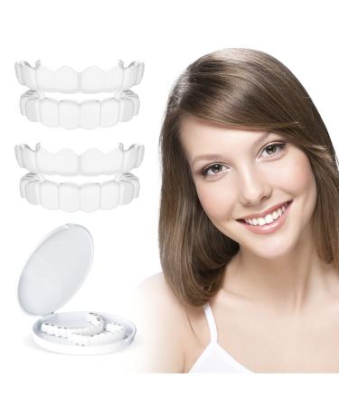 2 Pairs Snap on Dentures for Missing Teeth Veneers Snap in Teeth with Box Teaching and Temporary Braces Cover The Imperfect Teeth Smile Beautiful Snapping Instants