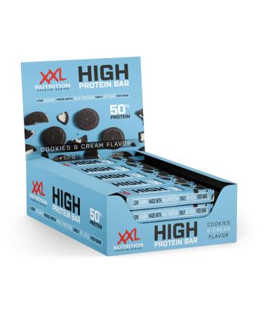 XXL Nutrition - High protein bar 2.0 - protein bar protein bar protein bar protein snack - cookies & cream - 20 pack cookies & cream 20 pieces (1 Pack)