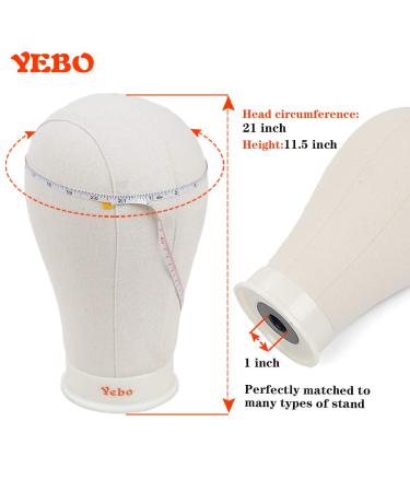 YEBO 21 Inch Polyurethane Canvas Block Head Wig Display with Stand - White - Buy Online on SooperMarket.com