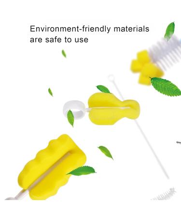 Moum Routes 6-Part Baby Bottle Cleaning Brush Set - Eco-Friendly Non-Slip Handle Interchangeable Sponges Travel Pink Set - Buy Online on SooperMarket.com