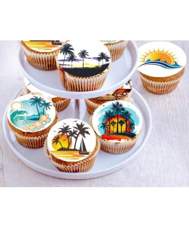 24 x Pre-Cut Travel Holiday 1 Edible Stand up Wafer/Rice Paper Cupcake Cake Toppers Birthday Party Beach Decorations (Summer Style 1) - Buy Online on SooperMarket.com