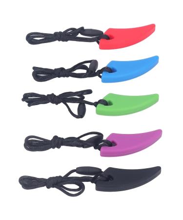 Multicolored Tough Tooth-Shaped Silicone Necklace for Oral Motor Skills & Fear Relief - 5 Heat-Resistant Sensory Chewing Chains for PDD - Buy Online on SooperMarket.com