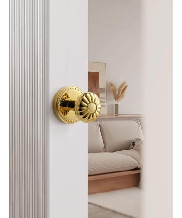 Sorwduerm Gold Door Knobs - Polished Brass Dummy Handle | Decorative Zinc Alloy - 1 Pack - Buy Online on SooperMarket.com
