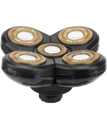 Replacement Shaver Blade Heads - 5 Heads Electric Razor for Beard & Face - Easy Install (Black+Gold) - Buy Online on SooperMarket.com