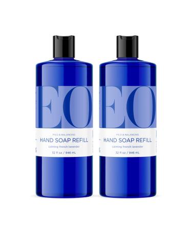 EO Liquid Hand Soap Refill 32 Ounce (Pack of 2) French Lavender Organic Plant-Based Gentle Cleanser with Pure Essential Oils