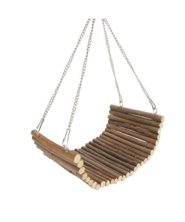 Rabbit wood swing playing multifunctional wooden hamster swing hammock natural cute resting platform large space for racing mice sparrows for hamsters (15 * 35 cm) 15 * 35 cm