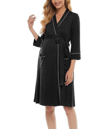 OCCIENTEC Women's Maternity Nursing Robe | Hospital Delivery Nightgown | Breastfeeding Nightdress | XL Black - Buy Online on SooperMarket.com