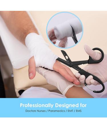 MOVOCA 7.5 Medical Scissors with Carabiner - Bandage Trauma Shears for Doctors, Nurses, EMT, EMS - Stainless Steel, Non-Stick Blades - Black - Buy Online on SooperMarket.com