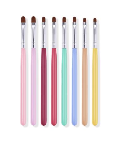 Lusofie 8Pcs Nail Clean Up Brush Oval Flat Gel Nail Brush Acrylic Tips Builder Brushes Gel Brushes for Nails Home Use and Nail Salon