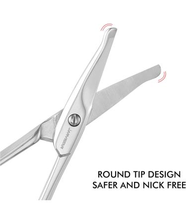 Jarvistar Premium Rounded Bent Nasal Scissors - Stainless Steel Facial & Nail Scissors for Men - 9.5 cm Ear & Hair Scissors - Bartscher Quality - Buy Online on SooperMarket.com