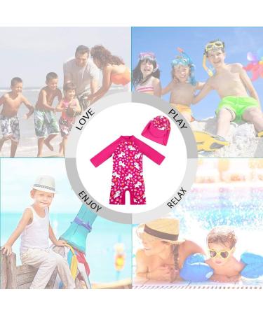 UPF 50+ Sun Protection Baby Girl One Piece Swimwear Suit with Sun Hat - 3-6 Months Rose - Buy Online on SooperMarket.com