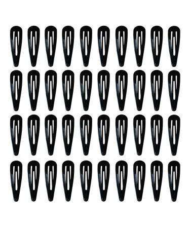 40 Pcs Black Color 2 Inch Metal Snap Hair Clips Kids Barrettes Girls' Hair Accessories 40 Black