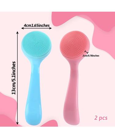 Buy Wllhyf 2-Pack Manual Face Cleaning Brush - Soft Silicone Peeling Pad with PP Handle for Clear Skin (Blue & Pink) - International Shipping - Buy Online on SooperMarket.com