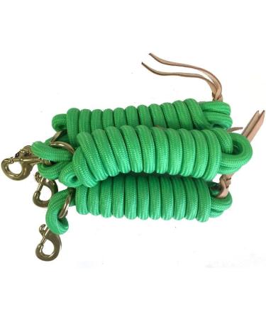 Set of 3 Green 9-Foot Nylon Lead Ropes with Leather Popper - Buy Online on SooperMarket.com