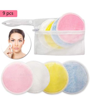 Reusable Makeup Remover Pads Washable Cotton Pad with Laundry Bag Washable Facial Cleansing Soft Nursing Pad for Eye Makeup Remove Face Wipe (8pcs+1bag)