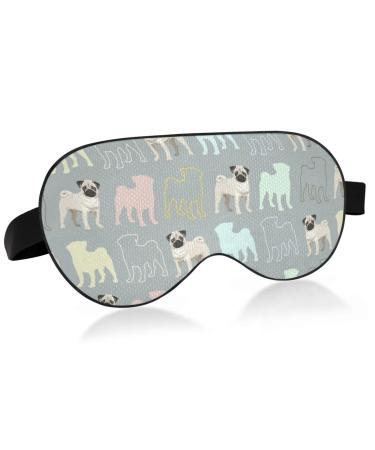 Haskirky Light Blocking Eye Mask Breathable and Adjustable Adult Men and Women Travel on Business Trips Yoga Meditation Light Smooth Comfortable Eye Mask Office Deep Sleep Goodies Cute Colored Pugs