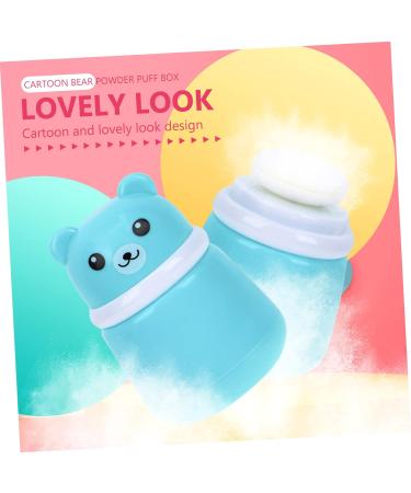 2pcs Bear Powder Puff Box Set for Travel and Newborns - Blue - Buy Online on SooperMarket.com