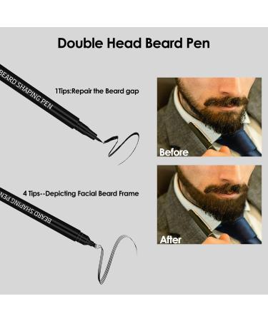 Real Beard Pen - Natural Waterproof Beard Filler & Color Pencil | Long-Lasting Sweatproof Brush for Beard & Eyebrow Definition - Black - Buy Online on SooperMarket.com
