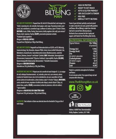 The Biltong Man Nice n Spicy Fatty (500 Grams) 500 Grams - Buy Online on SooperMarket.com