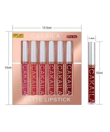 6Pcs Dark Red Matte Liquid Lipstick Set | 24-Hour Long-Lasting Waterproof Lip Stain Makeup | Velvety High Pigmented Nude Lip Gloss Kit for Women - Buy Online on SooperMarket.com
