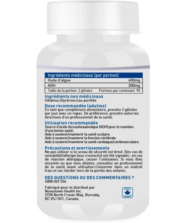 ALALIFE Algal Oil - 180 Capsules - 50% Purity Algal DHA Supplements - DHA Algal Oil Omega 3 Supplements - Beneficial to Brain and Optic Nerve Development - Non GMO - Buy Online on SooperMarket.com