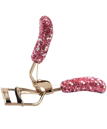 Bestbling Bling Makeup Eyelash Curler with Refill Silicone Pressure Pads and Spring Loaded for No Pinching or Pulling (Pink)