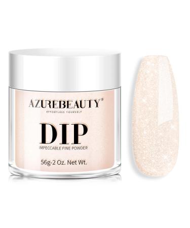 AZUREBEAUTY Dip Powder - Nude Shimmer Color 2Oz/56g Shiny Nude Kin Tones Neutral Dipping Powder Crystal French Nail Art Starter Manicure Salon DIY Home Gift