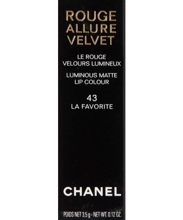 Buy CHANEL Rouge Allure Velvet #43 La Favorite - Luminous Matte Lip Colour | International Shipping Available - Buy Online on SooperMarket.com
