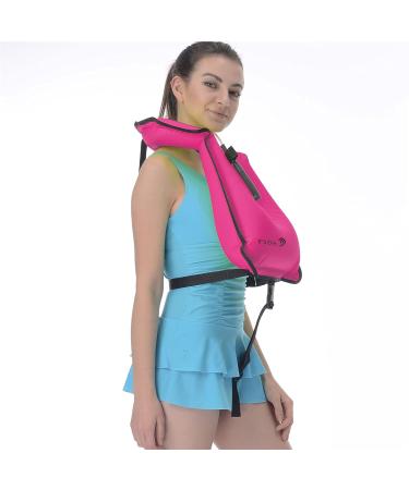 SOLY Inflatable Snorkel Vest Adult | Adjustable Light Snorkeling Jacket for Diving & Water Sports Safety - Pink Kid Size - Buy Online on SooperMarket.com