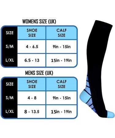 Miana Compression Socks (2 Pairs) for Women & Men - Blue L/XL, Pink - Ideal for Running, Flight, Sports & Travel - Buy Online on SooperMarket.com