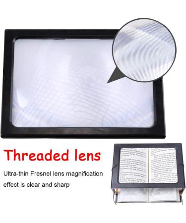 Magnifying Glass Desktop Full-Page 3X Magnifying Glass with 4 LED Lights Foldable Stand A4 Advanced Hands-Free 240 * 160 MM Lens Rectangular Visual Aids for Reading - Buy Online on SooperMarket.com