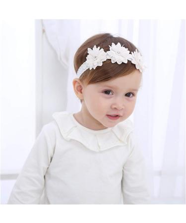 TMEOG 2 x Toddler Flower Shoes with Headband | Non-Slip Soft Baby Girl Shoes for Special Occasions | Size 12-18 Months | Christening, Wedding, Party - White - Buy Online on SooperMarket.com