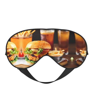 Chicken Leg Burger Drink Sleep Mask-Adjustable Breathable Fashionable Eye Mask for A Comfortable Sleep Experience
