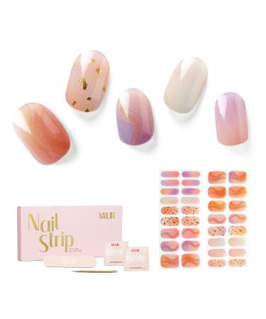 NAILOG Semi Cured Gel Nail Strips 34 pcs Salon-Quality Gel Nail Stickers Long Lasting Nail Wraps for Women with Soft Gel Finish Twilight
