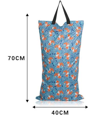 Wet Bag Waterproof Large Double Zipper Reusable Wet Bag for Baby Diaper Gym Beach Pool - Fox Design | 40x70cm - Buy Online on SooperMarket.com