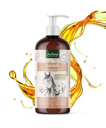 AniForte Cold Pressed Linseed Oil 1 Litre for Dogs Cats and Horses - Natural Linseed Oil With Omega-3 and Omega-6 Fatty Acids in BPA-free Container