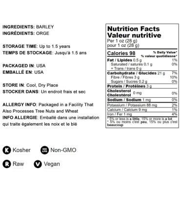 Barley Flour 2 Pounds Non-GMO Stone Ground from Whole Hulled Barley - Fine Powder, Kosher & Vegan - Rich in Fiber - Wheat Flour Alternative - Ideal for Baking - Product of USA (2 lb) - Buy Online on SooperMarket.com