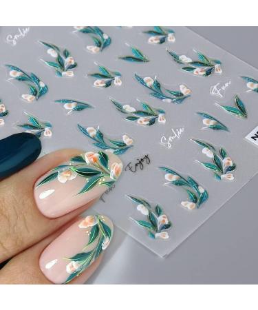 5D Embossed Spring Pink Magnolia Nail Art Stickers - Self Adhesive Floral Decals for Women Manicure - Buy Online on SooperMarket.com