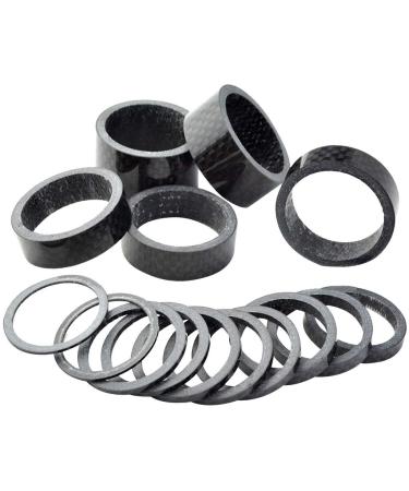 Fengek 15 Pcs Headset Spacer for Bicycle, 7 Sizes Carbon Fiber Road Bicycle Stem Headset Spacers Kit for 1-1/8 Inch Stem, 1mm 2mm 3mm 5mm 10mm 15mm 20mm