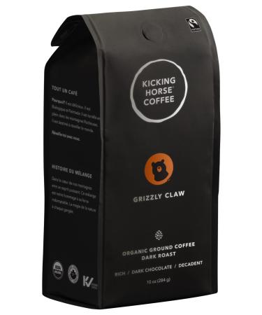Kicking Horse Coffee, Grizzly Claw, Dark Roast, Ground, 10 oz - Certified Organic, Fairtrade, Kosher Coffee