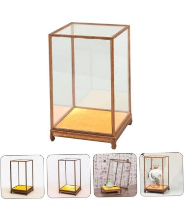 ORFOFE Box Wood Carving Glass Cover clear display stand buddha display stand Display Accessory toy shelf 17x12cm Assorted Color - Buy Online on SooperMarket.com