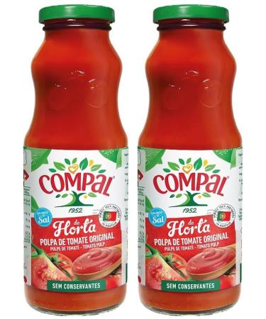 Exclusive Portuguese Compal Original Tomato Pulp/Polpa de Tomate - 1000g - 2 Pack of 500g