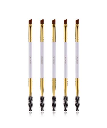 5pcs Docolor Duo Eyebrow Brush, Professional Eye Makeup Tool, Eyeshadow Brush and Spoolie Brush White 5pcs white