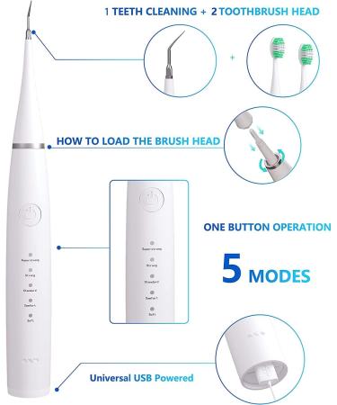 YXFOOR Electric Toothbrush for Adults and Kids | 5 Modes, USB Charging | Teeth Whitening Kit with 2 Brush Heads & 1 Polishing Head - Remove Calculus & Tartar Easily - Buy Online on SooperMarket.com
