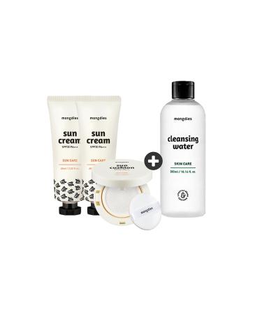 Mongdies Double Sunscreen & Sun Cushion + Cleansing Water set (3+1)