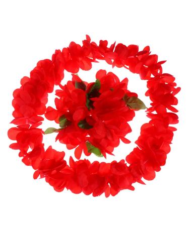 LIFKICH 1 Set 4pcs Hawaiian Floral Garland Make up Headband Artificial Floral Necklace Luau Necklaces Premium Hawaiian Wreath Lei Hair Clips Hawaiian Garland Red Banquet Lillo The Flowers Red Size 1