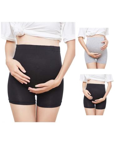 FEOYA Maternity Shorts Knickers High Elastic Cotton Safety Shorts Pants 2pcs 2XL (132-165) High Waist 02